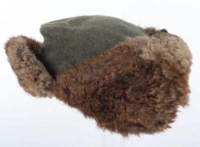 WW2 German Winter Fur Lined Field Cap - 6