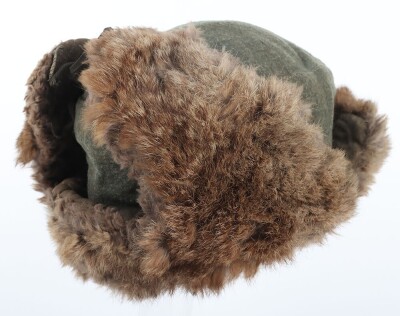 WW2 German Winter Fur Lined Field Cap - 8