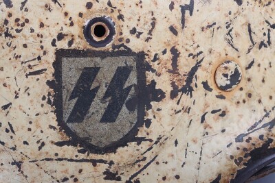 WW2 German Waffen-SS Single Decal Steel Combat Helmet - 3