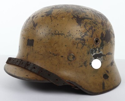 Rare WW2 German Afrika Korps / Tropical Camouflaged Steel Combat Helmet