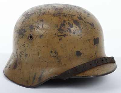 Rare WW2 German Afrika Korps / Tropical Camouflaged Steel Combat Helmet - 6