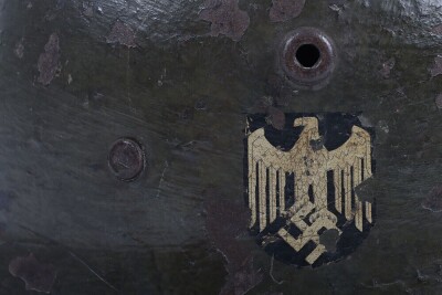 WW2 German Army M-18 Transitional Double Decal Steel Helmet. - 6