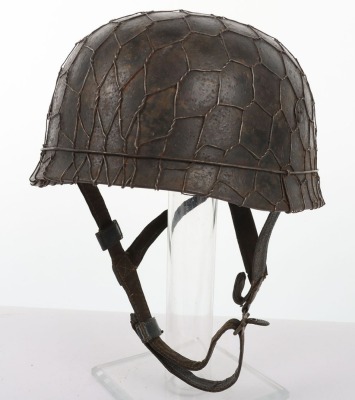 WW2 German Luftwaffe Paratroopers (Fallschirmjager) Camouflaged M-38 Steel Combat Helmet