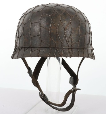 WW2 German Luftwaffe Paratroopers (Fallschirmjager) Camouflaged M-38 Steel Combat Helmet - 2
