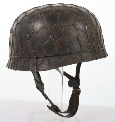WW2 German Luftwaffe Paratroopers (Fallschirmjager) Camouflaged M-38 Steel Combat Helmet - 3