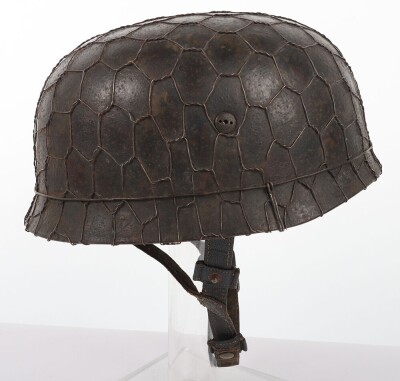 WW2 German Luftwaffe Paratroopers (Fallschirmjager) Camouflaged M-38 Steel Combat Helmet - 4