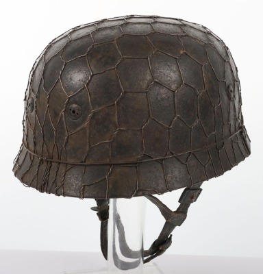 WW2 German Luftwaffe Paratroopers (Fallschirmjager) Camouflaged M-38 Steel Combat Helmet - 6