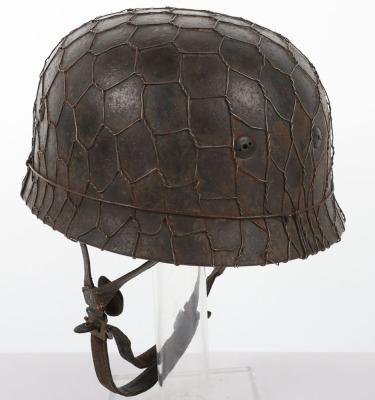 WW2 German Luftwaffe Paratroopers (Fallschirmjager) Camouflaged M-38 Steel Combat Helmet - 7
