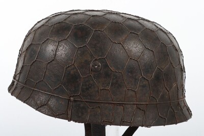 WW2 German Luftwaffe Paratroopers (Fallschirmjager) Camouflaged M-38 Steel Combat Helmet - 9