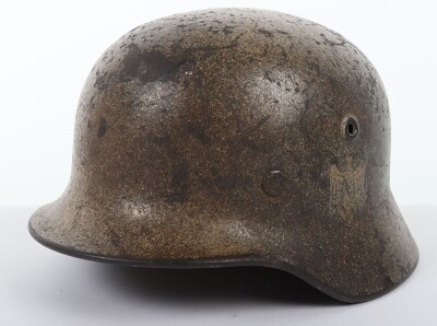 WW2 German Italian Front Camouflaged Steel Combat Helmet - 2
