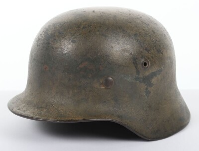 WW2 German Luftwaffe Field Division Camouflaged Steel Combat Helmet - 2