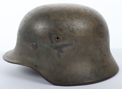 WW2 German Luftwaffe Field Division Camouflaged Steel Combat Helmet - 3