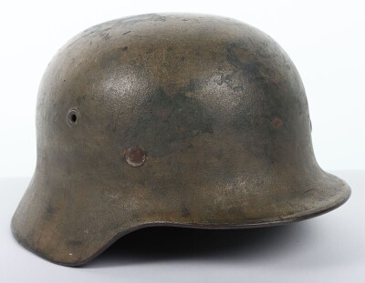 WW2 German Luftwaffe Field Division Camouflaged Steel Combat Helmet - 5