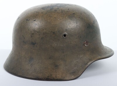 WW2 German Luftwaffe Field Division Camouflaged Steel Combat Helmet - 6