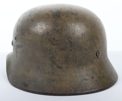 WW2 German Luftwaffe Field Division Camouflaged Steel Combat Helmet - 9