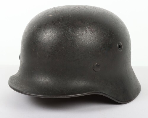 WW2 German M40 Steel Combat Helmet, Late War 'No Decal' Rear Stamp Quist.