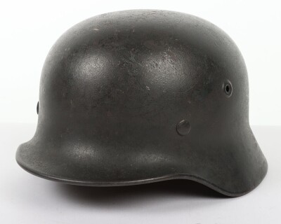 WW2 German M40 Steel Combat Helmet, Late War 'No Decal' Rear Stamp Quist.