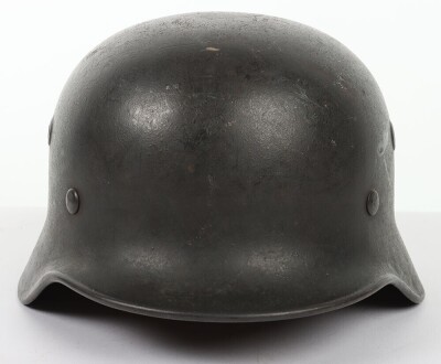 WW2 German M40 Steel Combat Helmet, Late War 'No Decal' Rear Stamp Quist. - 2