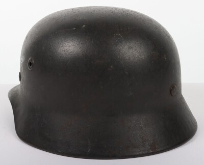 WW2 German M40 Steel Combat Helmet, Late War 'No Decal' Rear Stamp Quist. - 6