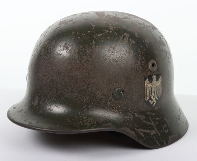 WW2 German M35 Single Decal 'Heer' Steel Combat Helmet. - 2