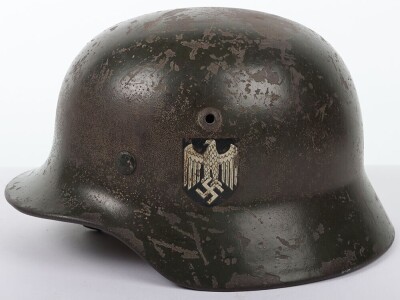 WW2 German M35 Single Decal 'Heer' Steel Combat Helmet. - 6