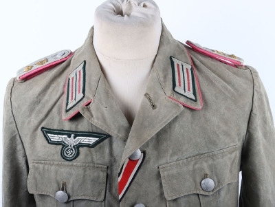 WW2 German Army Summer Weight Panzerjager Officers Combat Tunic - 6