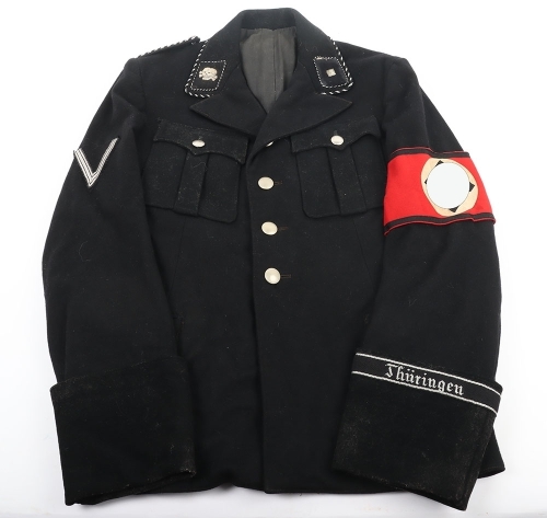 Third Reich Allgemeine-SS Black Wool NCO Service Tunic of SS-Regiment Th&uuml;ringen