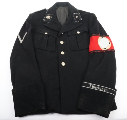 Third Reich Allgemeine-SS Black Wool NCO Service Tunic of SS-Regiment Th&uuml;ringen