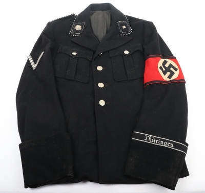 Third Reich Allgemeine-SS Black Wool NCO Service Tunic of SS-Regiment Th&uuml;ringen - 2