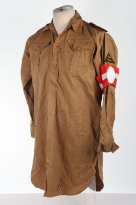 Third Reich Hitler Youth (Hitlerjugend) Brown Service Shirt of the Reichsfinanz-Schule der Allgemeine Hitlerjugend