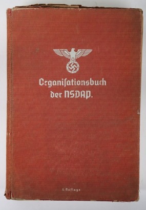 Intelligence Corps / counter intelligence interest. Third Reich 1940 dated NSDAP Organisation Book. With colour plates of the various, flags, insignia, uniforms etc of the NSDAP organisations. Stamped 97 Field Security Section rubber stamp to front page 