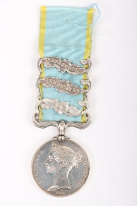 Crimea Campaign Medal to a Recipient in the 49th (Princess Charlotte of Wales&rsquo;s) (Hertfordshire Regiment) Who Was Killed in Action in the Attack on the Quarries at Sebastopol