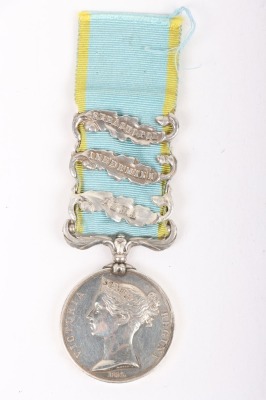 Crimea Campaign Medal to a Recipient in the 49th (Princess Charlotte of Wales&rsquo;s) (Hertfordshire Regiment) Who Was Killed in Action in the Attack on the Quarries at Sebastopol