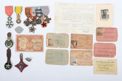 France - WW2 French Resistance Fighter Legion D'Honeur Medal Group, Badges and Ephemra, Roger Gerard