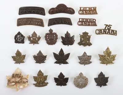Selection of WW1 period Canadian Collar Badges & Shoulder Titles