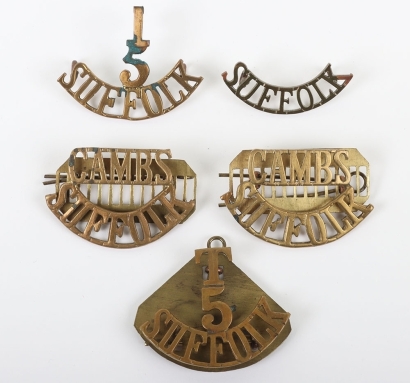 Grouping of Shoulder Titles to the Cambridge & Suffolk Regiments