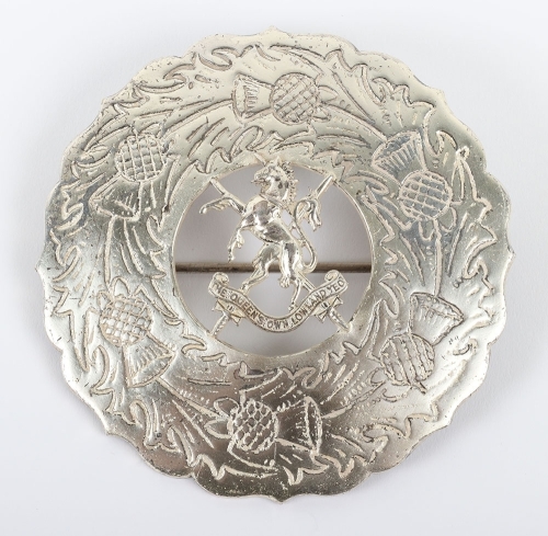 A Silvered Pipers Plaid Brooch to the Queen&rsquo;s own Lowland Yeomanry