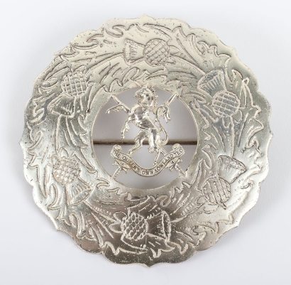 A Silvered Pipers Plaid Brooch to the Queen&rsquo;s own Lowland Yeomanry