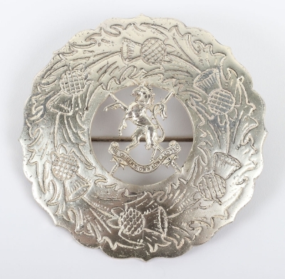 A Silvered Pipers Plaid Brooch to the Queen&rsquo;s own Lowland Yeomanry