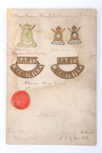 Rare Boer War Hampshire Carabineers Yeomanry Sealed Pattern Badge Grouping
