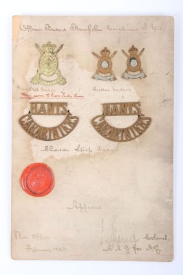 Rare Boer War Hampshire Carabineers Yeomanry Sealed Pattern Badge Grouping