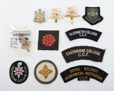 Assortment of Anodised Cap Badges, Cloth Shoulder Titles to the O.T.C & C.CF
