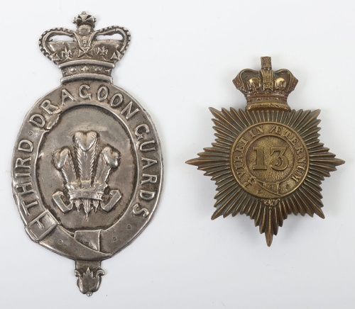 Other Ranks Shako Plate to the 13th (Light) Dragoons accompanied with a 3rd Dragoon Guards White Metal Plate