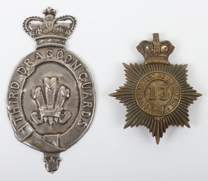 Other Ranks Shako Plate to the 13th (Light) Dragoons accompanied with a 3rd Dragoon Guards White Metal Plate