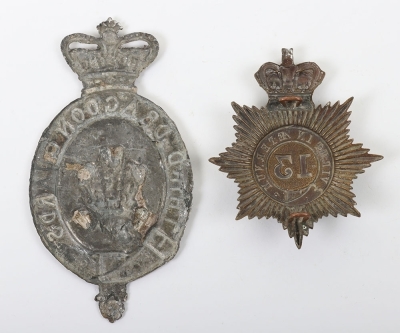 Other Ranks Shako Plate to the 13th (Light) Dragoons accompanied with a 3rd Dragoon Guards White Metal Plate - 2