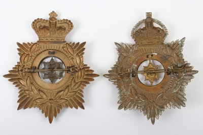 2 x Worcestershire Regiment Other Ranks Q.V.C & K.C Gilding Metal Helmet Plates - 2