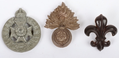 3x WW2 British War Economy Plastic Cap Badges
