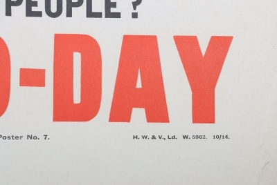 Scarce Early WW1 Recruiting Poster by the Parliamentary Recruiting Committee, Poster No 7 - 2