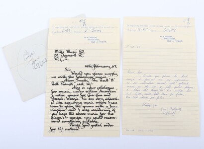 The Great Train Robbery, Hand Written Letters signed by Gordon Goody & Roy James Jnr, Parkhurst Prision 1967.