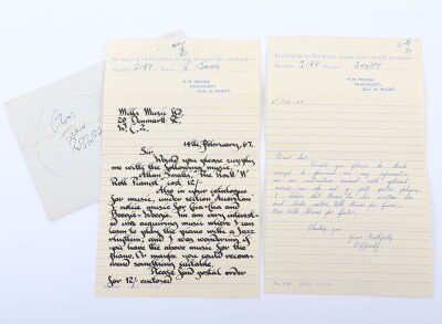 The Great Train Robbery, Hand Written Letters signed by Gordon Goody & Roy James Jnr, Parkhurst Prision 1967.